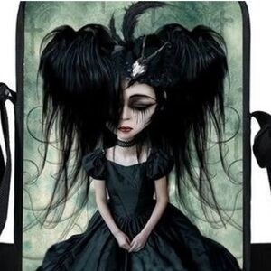 "Lonely Goth Grrl" Canvas Messenger / Carry bag